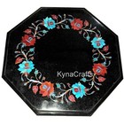 Marble Coffee Table Top Floral Pattern Inlay Work Patio Side Table for Garden