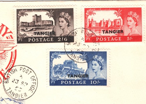 TANGIER QEII FDC 1955 GB CASTLE High Values ILLUSTRATED First Day Cover XP46 - Picture 7 of 14