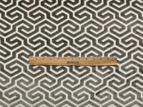 SCHUMACHER MING FRET VELVET TAUPE GEO FURNITURE HIGH END FABRIC BY YARD 50"W - Picture 4 of 6
