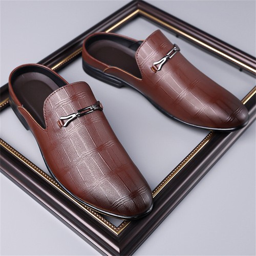 Men's Leather Slip On Mules Clog Slippers Casual Backless Flat Loafers - Picture 5 of 12