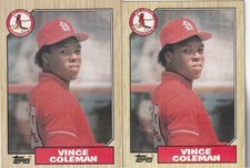 FREE SHIPPING-MINT-1987 Topps Vince Coleman St Louis Cardinals 590 -2 CARDS