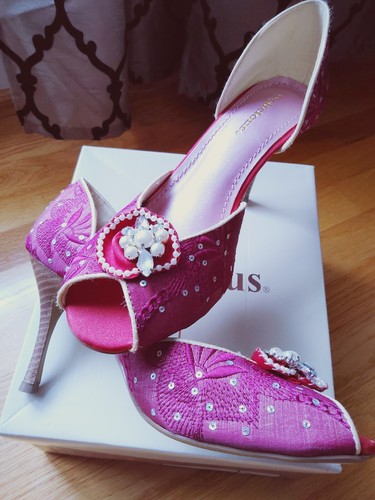 Delicious Burgundy D'orsay Peep Toe Pumps Heels 7 NWB - Picture 2 of 3