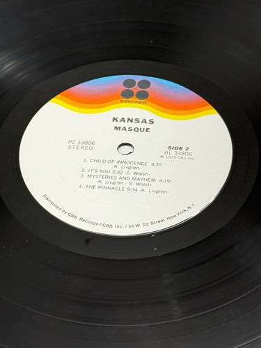 1975 KANSAS “Masque” LP Rock Vinyl PZ 33806 Kirshner CBS Records Original READ - Picture 14 of 16
