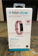 BRAND NEW Fitbit Alta HR Activity Tracker Rose Gold Metal Band Large New Sealed!