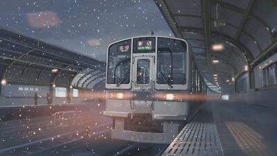 Anime 5 centimeters per second makoto shinkai train snow Playmat Gaming Mat Desk