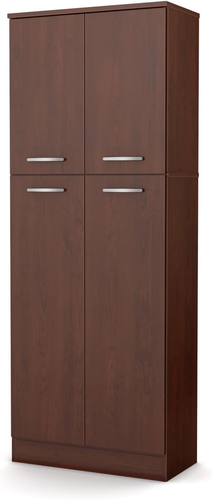 Pantry Storage Cabinet Doors Tall Wood Free Standing Kitchen Shelves Cherry Food - Picture 8 of 10