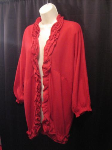 Guinevere Label Anthropologie Sweater Red Open Face Ruffle Trim Size S Small - Picture 2 of 5