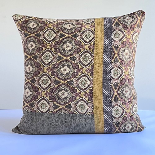 Handmade Kantha Pillow cover 22x22 Inches Design D - Picture 1 of 9