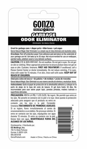 2x ¡ELIMINADOR DE OROR DE BASURA MÁGICO NATURAL GONZO! ~ 4 GELES ADHESIVOS PERFUMADOS CON LIMÓN! - Imagen 3 de 7