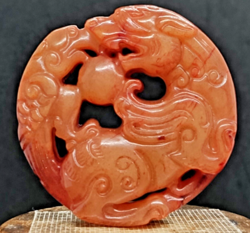 Antiguo Colgante Escultura de viejo Jade Hetian Dragón Artesanía China - Imagen 5 de 10