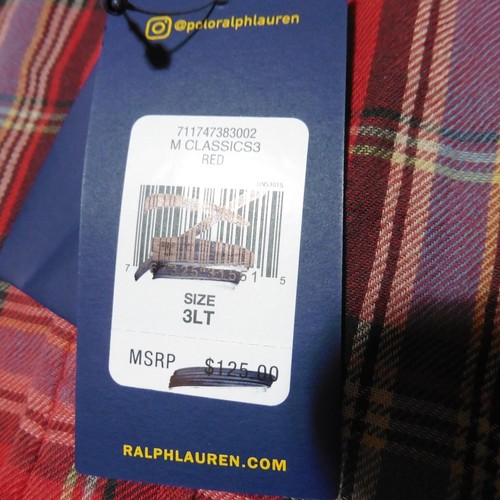 RALPH LAUREN POLO Mens 3XLT 3XL TALL SHIRT FLANNEL LINED RED BLUE PLAID BUTTON - Picture 4 of 12