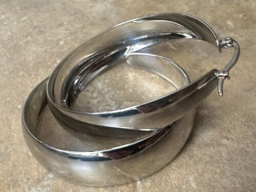 925 Sterling Silver Thick Large Hoop Earrings