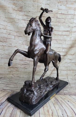 100% Solid Bronze Statue "The Scalp" by Frederic Remington Sculpture Figurine - Picture 5 of 7