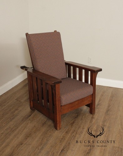 Antique Mission Oak Slatted Morris Chair - Picture 3 of 13