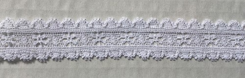7/8" Vintage Heirloom White Flat English Cotton Embroidered Trim Lace #2347 - Picture 2 of 7