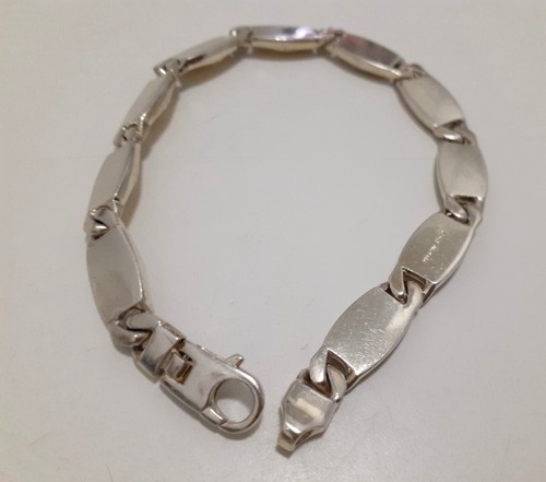 925 Sterling Silver/750 18K Gold Link Bracelet - ITALY - 32.5g- 8 IN - PRE-OWNED - Picture 10 of 13