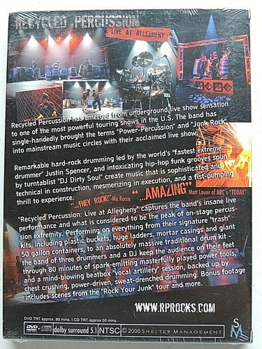 Live At Allegheny Recycled Percussion DVD / CD Set 2006 New/Sealed Ships Free - Picture 2 of 2