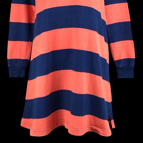 Issey Miyake Nenet Patches Blue Orange Striped Long Polo Shirt Women 2 Fit M - Picture 5 of 8