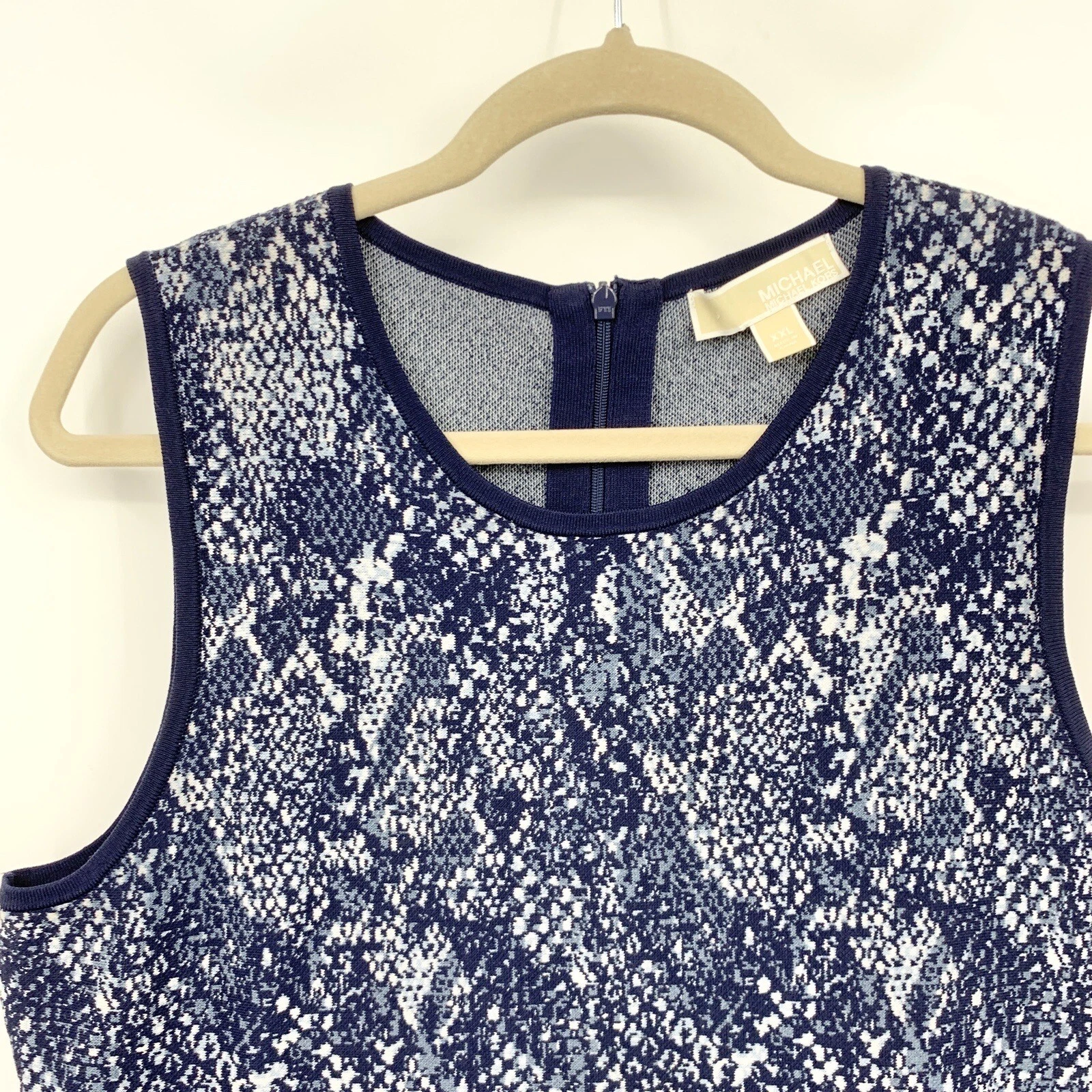 Michael Michael Kors Women XXL Dress Tank Sweater Knit Fit Flare Blue Snakeskin