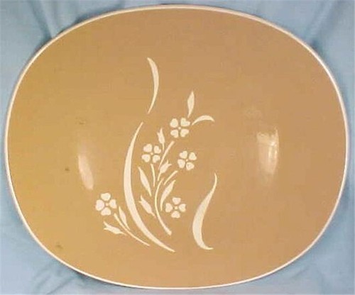Plato Harker Primavera Tostado Blanco Flores Servir Retro Vintage Harkerware - Imagen 1 de 4