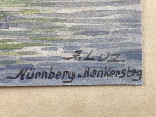 Watercolor painter Luz Nuremberg executioner bridge Weinstadl from estate without frame - Picture 3 of 8