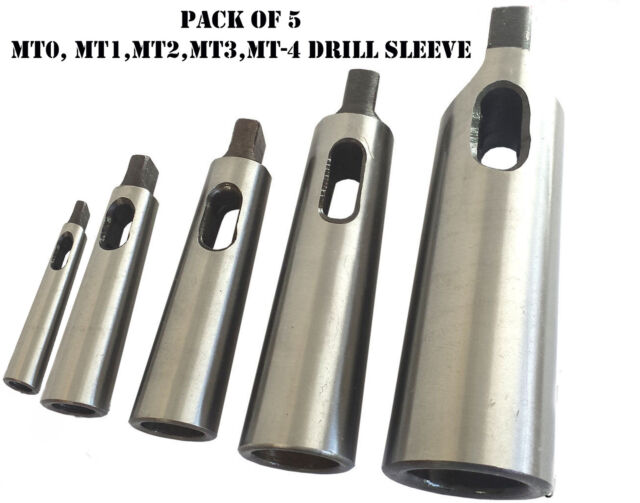 SET OF 5 MT0 MT1 MT2 MT3 MT4 Morse Taper Reducing Adapter Drill Sleeve Lathe