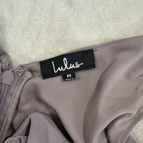Lulus Maxi Abito da Prom Taglia M Lilla Taupe Increspato A-Line Abito in Chiffon RUOLO DI TESTA - Foto 2 di 11