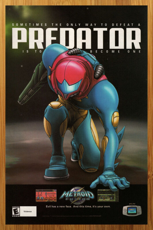 2002 Metroid Fusion GBA Print Ad/Poster Authentic Official Samus Aran Promo Art 2002 Metroid Fusion GBA Print Ad/Poster Authentic Official Samus Aran Promo Art