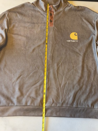 Carhartt Corduroy 1/4 Button Pullover Adult 2XL Navy Elbow Patch Long Sleeve - Photo 5/18