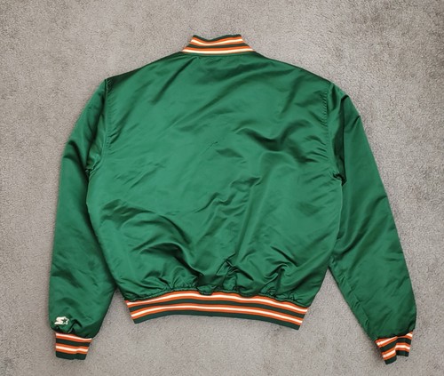 80’s Miami Hurricanes Starter NCAA Satin Bomber Jacket Size XL USA - 第 6/9 張圖片