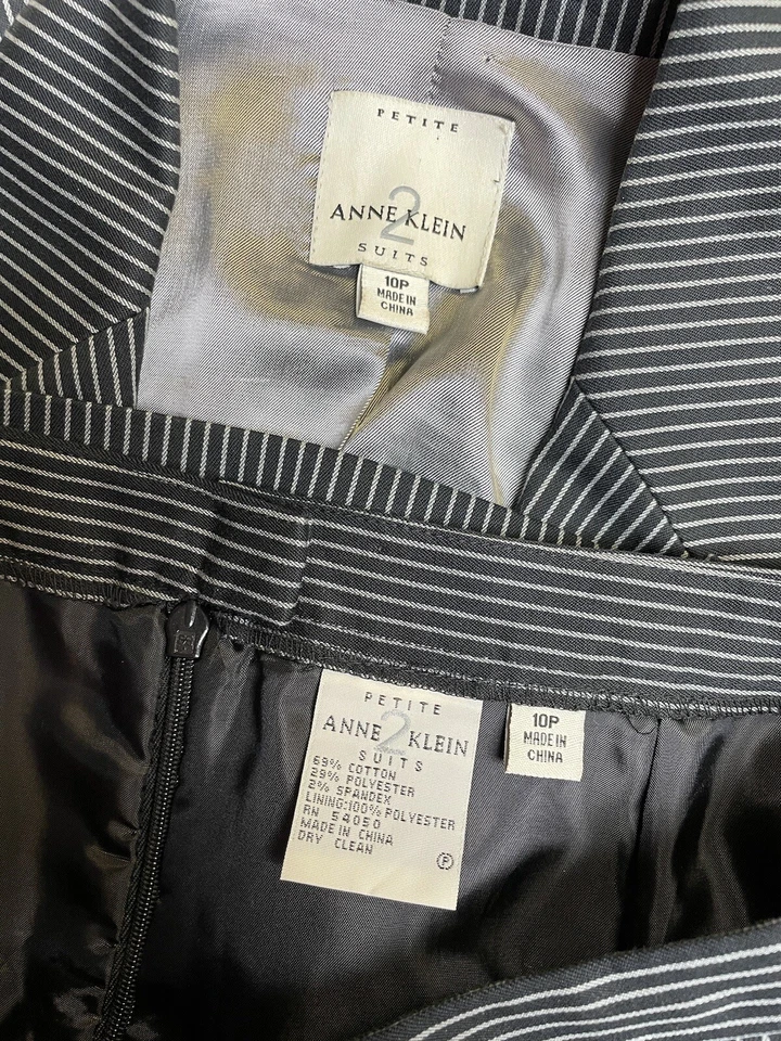 Traje Falda Anne Klein Talla Pequeña 10P Se Ajusta Como 8P Conjunto de Dos Piezas 32X21 Bolsillos Foto 2 de 4
