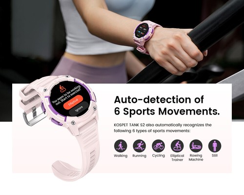 2025 KOSPET TANK S2 GPS Smart Watch Women Waterproof Watch 350mAh Battery Pink - Picture 5 of 22