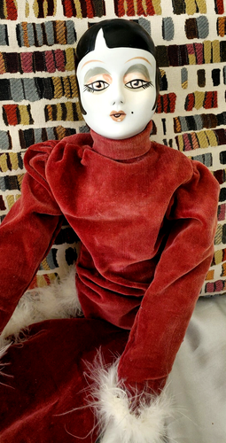 VTG ART DECO STYLE, EXOTIC DIVA FLAPPER LADY - 26" PORCELAIN BISQUE BOUDOIR DOLL - Picture 1 of 17