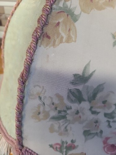 Vintage Lamp Shade Lace Rope Bell Silk Victorian 17"w 14" Tall Pink White Unique - Picture 18 of 22