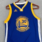 Golden State Warrior Stephen Curry Boys Jersey Shirt Medium Blue Adidas Youth
