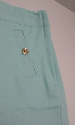 Janie and Jack Girl's Mint Blue SHORT Adjustable Waist Zip Button - Picture 4 of 12