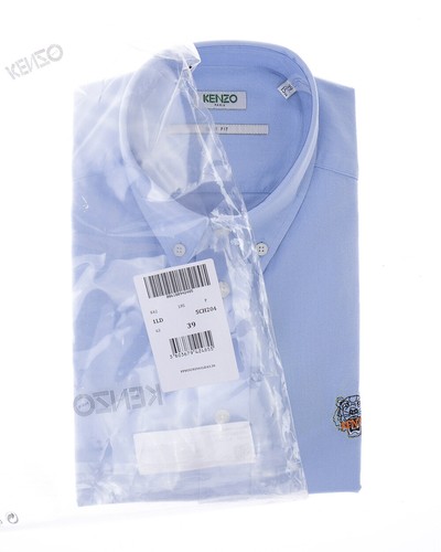 Kenzo Shirt Cotton Man Light Blue 1LD 5CH204 63 Sz. 40 MAKE OFFER - Picture 3 of 12