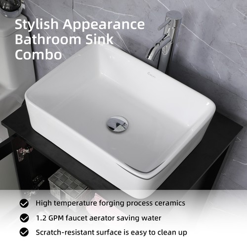 24" Badezimmer Waschtischunterschrank Combo Organizer Top Gefäß Waschbecken mit Wasserhahn ohne Spiegel - Bild 20 von 31