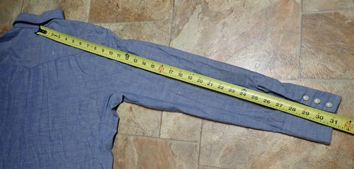 vtg Washington Dee Cee Western Shirt Mens M Blue Chambray Sawtooth Pocket USA - Picture 10 of 10