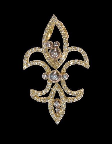 NEW Fleur de Lis Pendant Necklace-18K Gold Diamond-Power-Enlightenment-Good Luck - Picture 1 of 12
