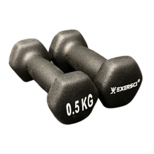 Exersci Black Neoprene Dumbbells 0.5-10kg Weights Pair Fitness Yoga Gym Dumbbell - Picture 3 of 24