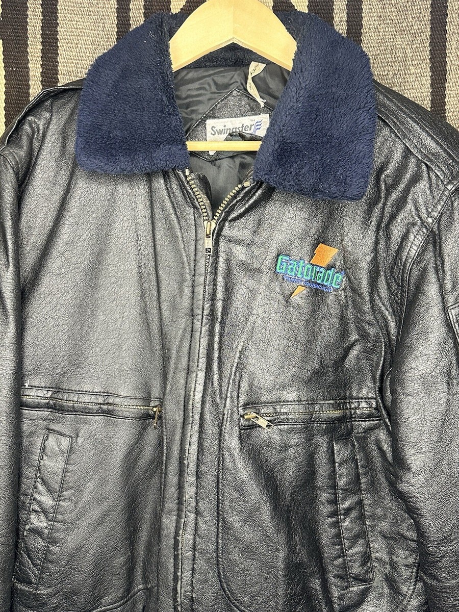 Vintage Gatorade Bomber Jacket Fur Collar 80s 90s Rare Full