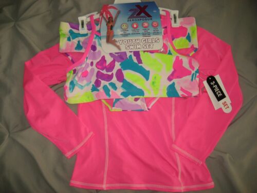 New girls 14 Zeroxposure bikini rash guard set bathing suit swimwear swim 3 pc