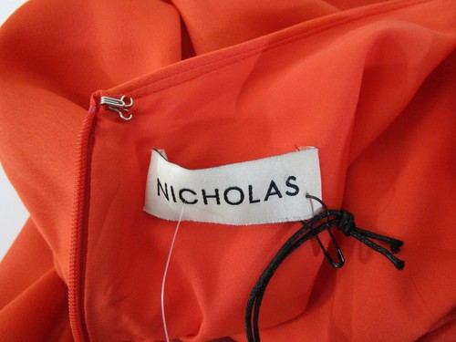 NICHOLAS Womens Red Poppy Orange Deep V Gathered Mini Dress Size US 8 NWT $698 - Picture 6 of 12