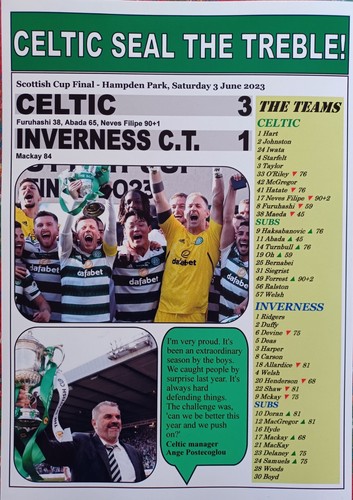 Celtic 3 Inverness Caley Thistle 1 - 2023 Scottish Cup final - souvenir print - Picture 2 of 5