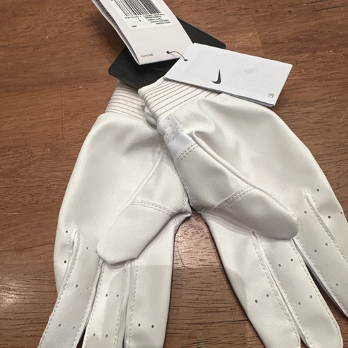 Nike Alpha Huarache Edge Youth Size Small White Gold Batting Gloves NWT New - Picture 3 of 4