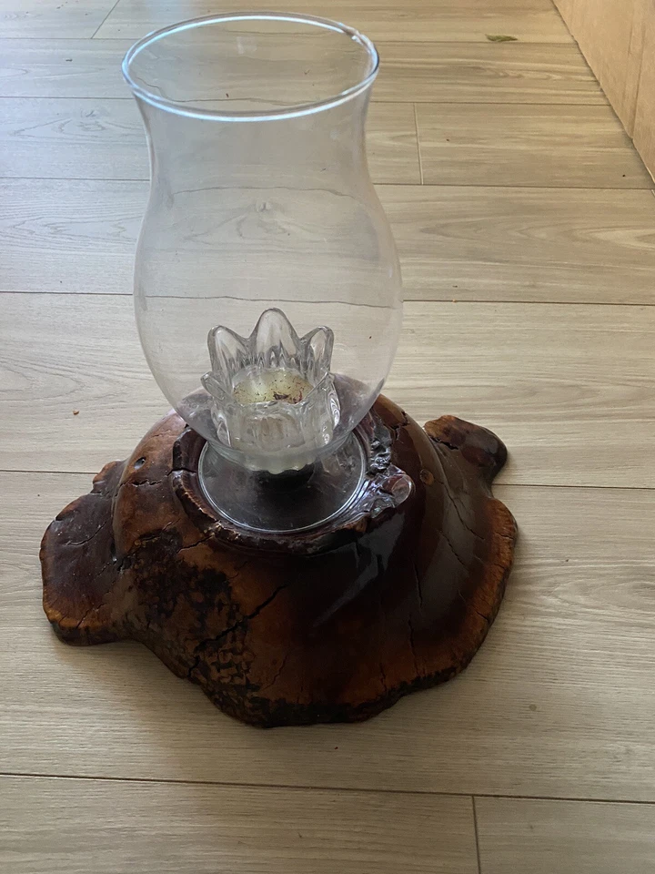Vintage MANZANITA BURL WOOD CANDLE HOLDER/CENTERPIECE SERENITY WOODS 2006 SIGNED - Image 3 of 4