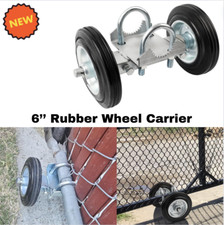 Heavy Duty 6" Rubber Wheel Carrier Steel Rolling Gate Driveway Chain Link Fences