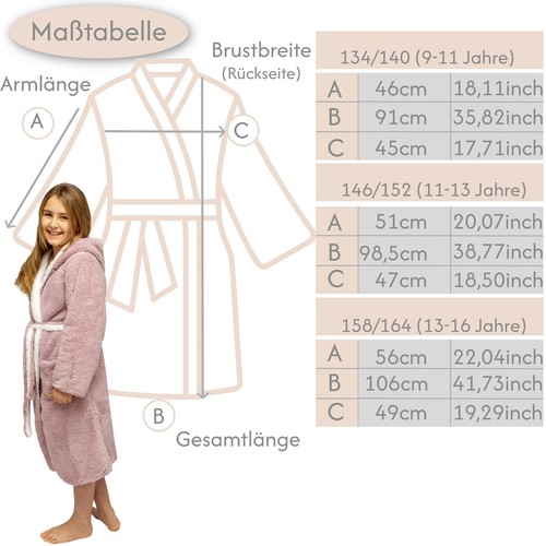 Bademantel Kinder Mädchen Jungen Kapuze Wendefunktion Teenager Kuschel Flausch - Bild 5 von 21