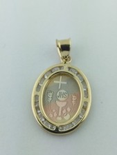 14K Solid Gold First Communion Pendant. Dije de Primera Comunion en oro de 14K
